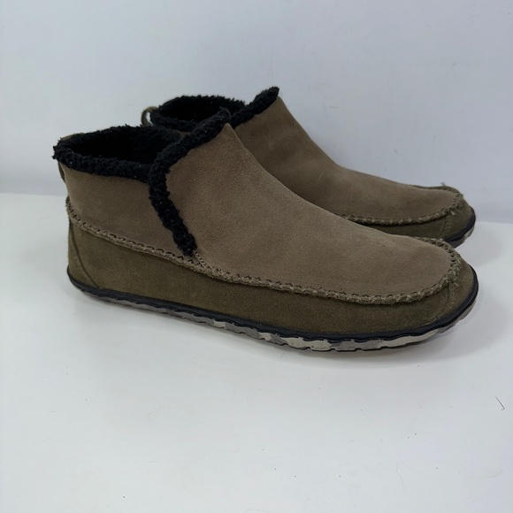 LL Bean Mountain Slipper Boot Mocs Fleece Lined Gray Suede Slip On M - Picture 1 of 13